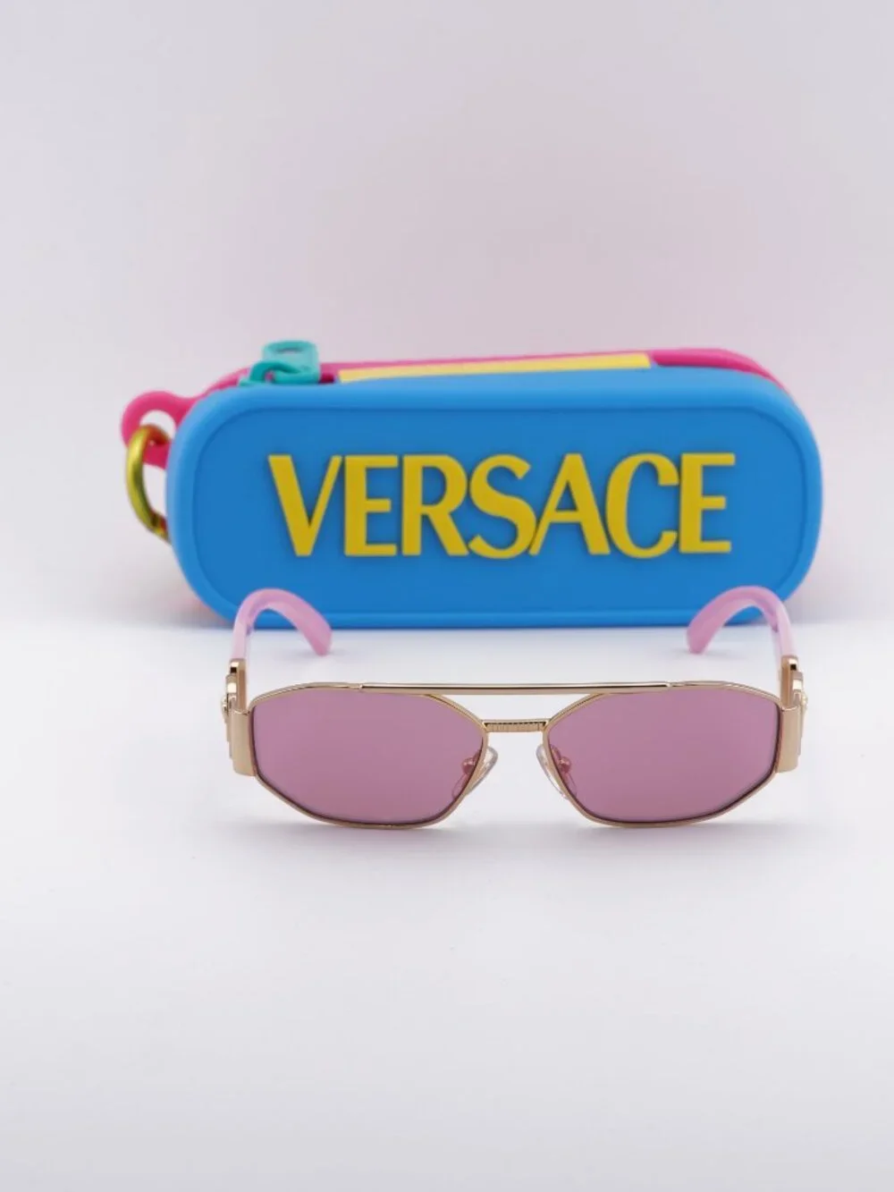 Versace Kids VK2003 10029L Rectangle Sunglasses - Pink/Gold / Pink Mirror